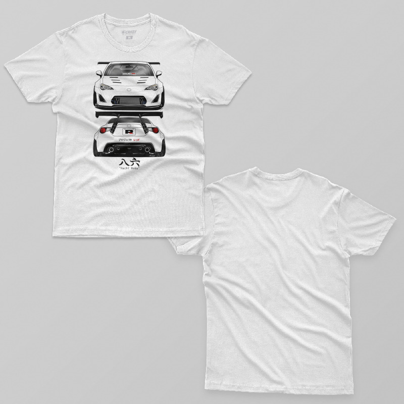 TSEC326106, Crazy, Toyota Hachi Roku 86 White, Baskılı Erkek Tişört