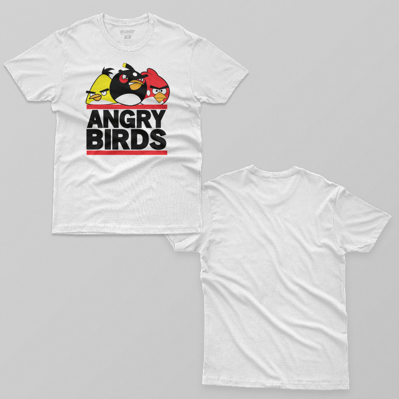 TSEC010406, Crazy, Angry Birds Run Dmc, Baskılı Erkek Tişört