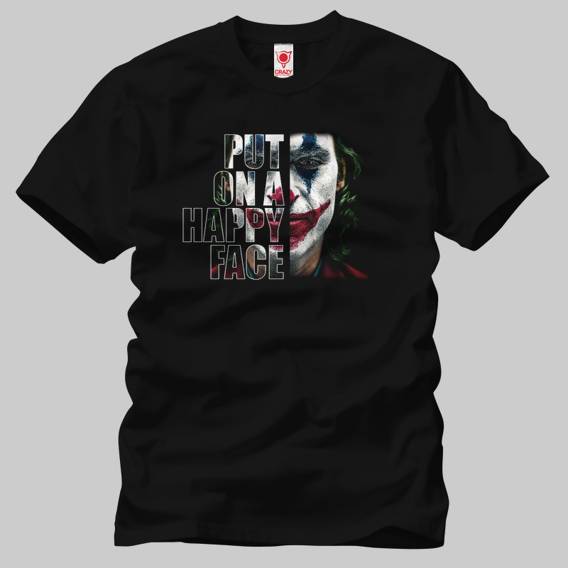 TSEC334201, Crazy, Joker Put On Happy Face Half, Baskılı Erkek Tişört