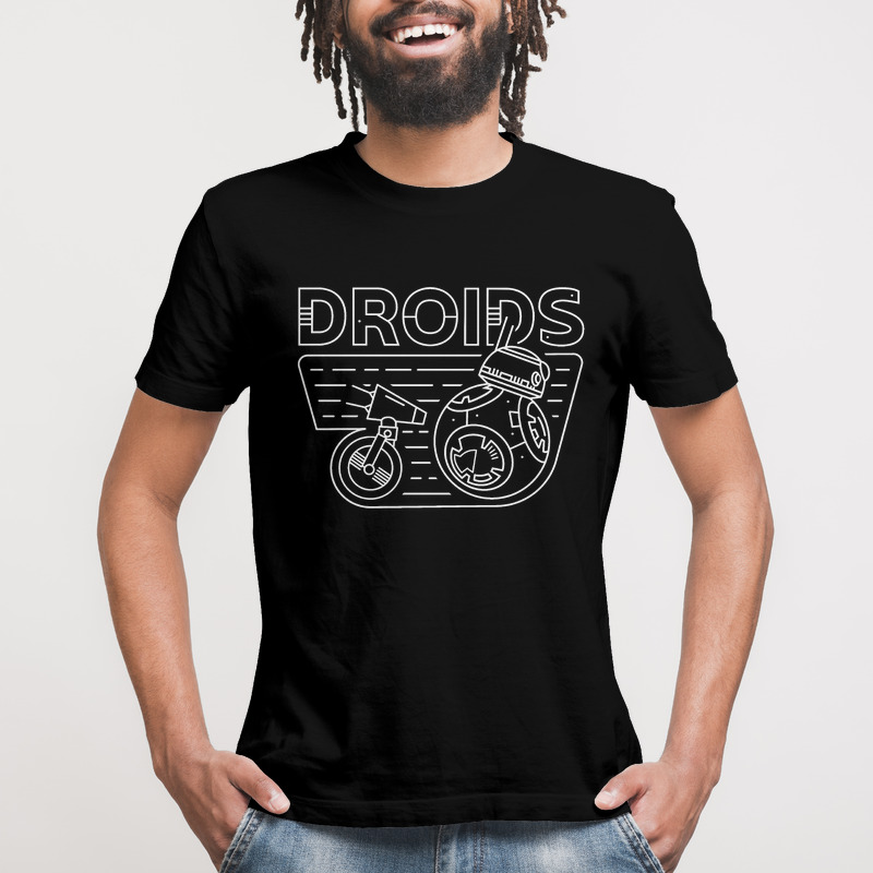 TSEC337601, Crazy, Star Wars Line Art D O Bb 8 Graphic, Baskılı Erkek Tişört