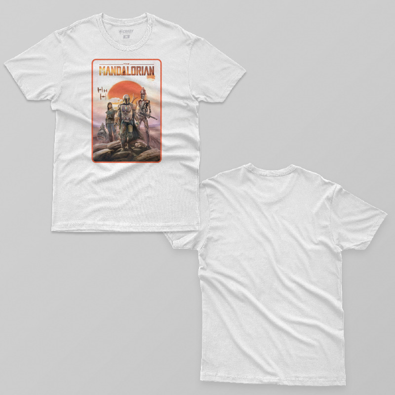 TSEC339306, Crazy, The Mandalorian Desert Sunset Group Art, Baskılı Erkek Tişört