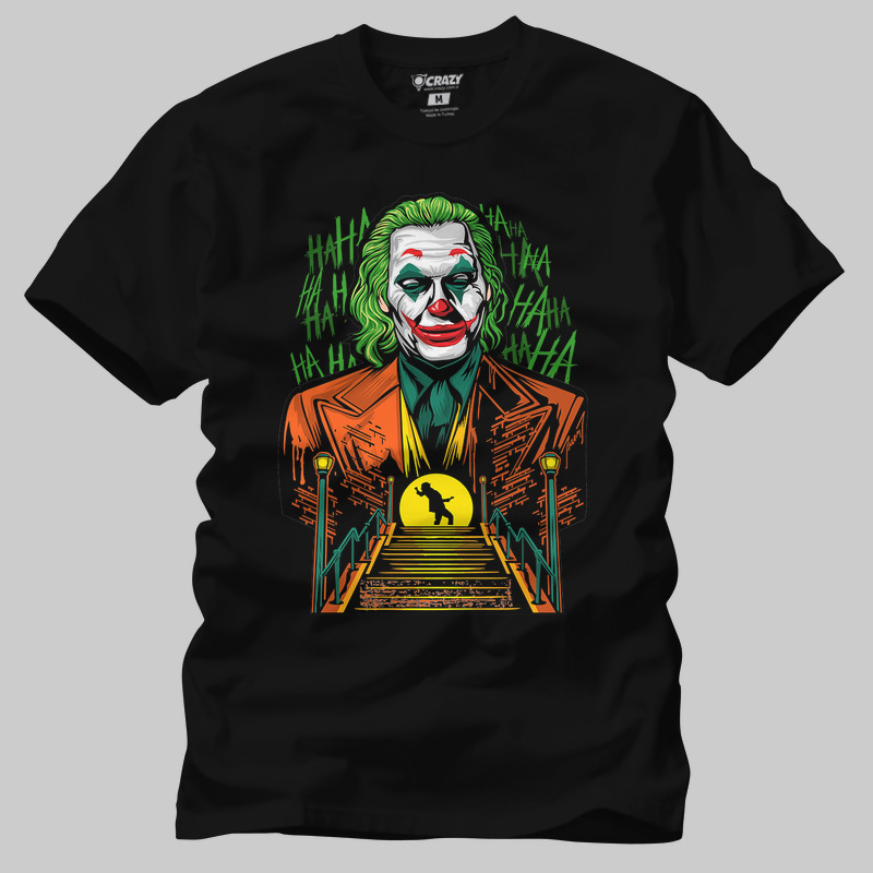 TSEC340301, Crazy, Joker Ladder Hahaha, Baskılı Erkek Tişört