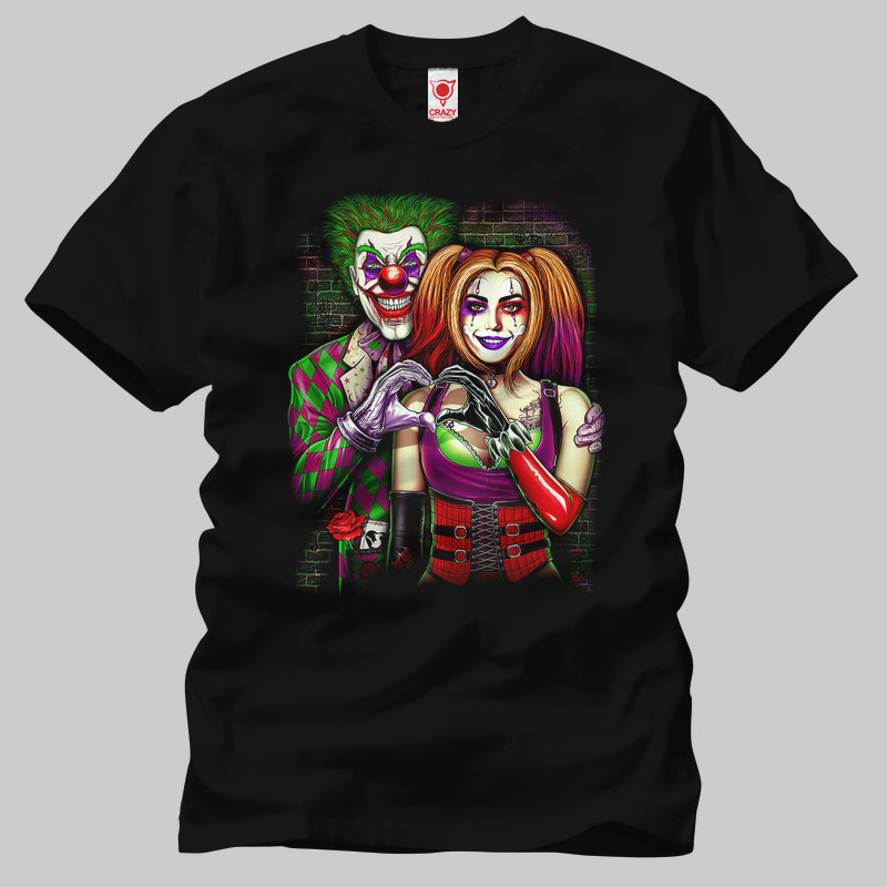 TSEC340501, Crazy, Joker Harley, Baskılı Erkek Tişört