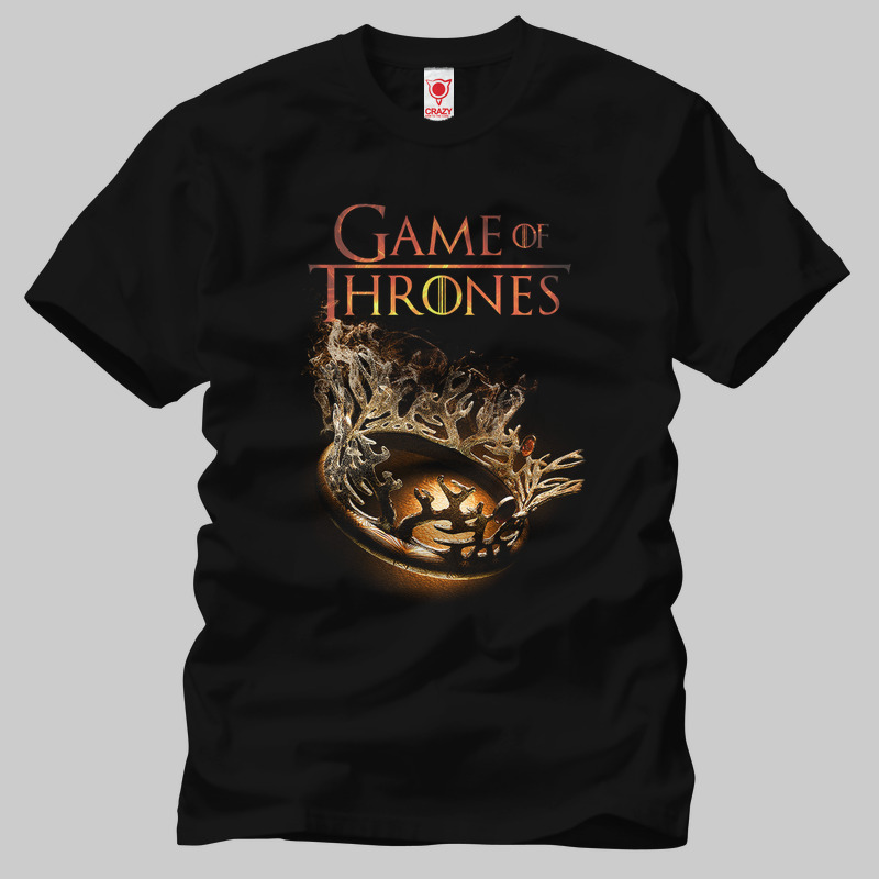 TSEC069601, Crazy, Game Of Thrones Fire Crown, Baskılı Erkek Tişört