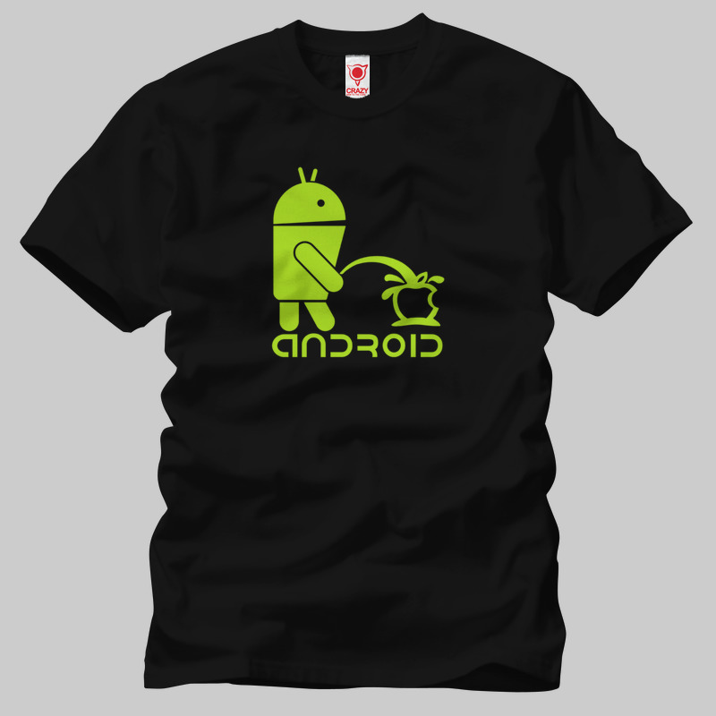 TSEC011401, Crazy, Android Pissed, Baskılı Erkek Tişört