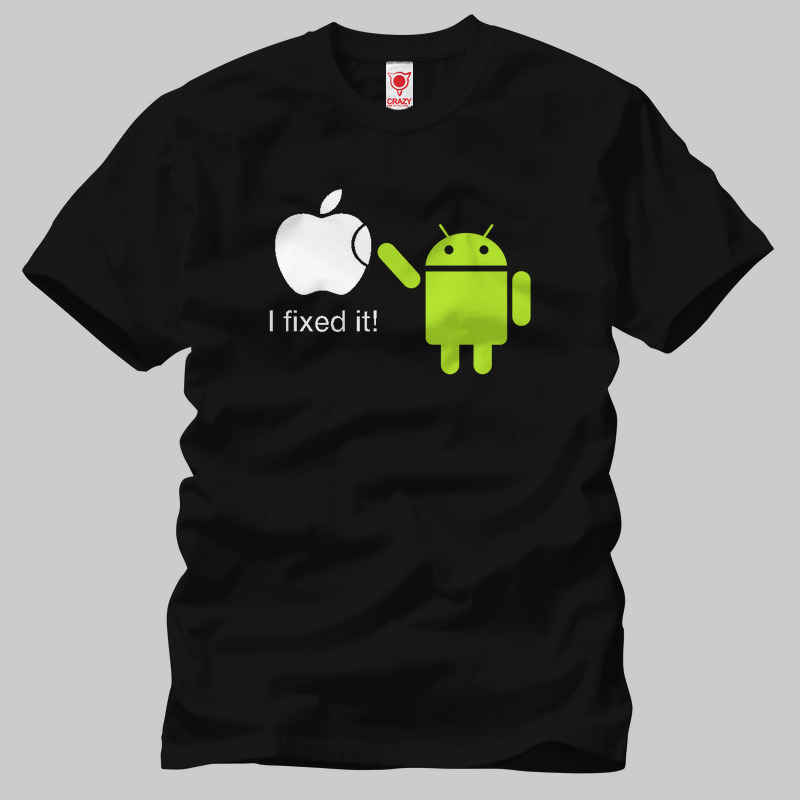 TSEC011901, Crazy, Android Fixed It, Baskılı Erkek Tişört