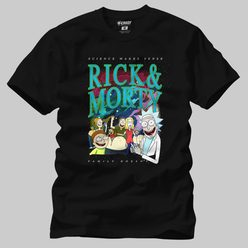 TSEC364401, Crazy, Rick And Morty Smiths Family, Baskılı Erkek Tişört