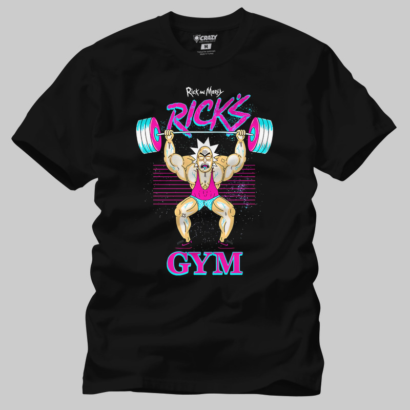 TSEC364801, Crazy, Rick And Morty Ricks Gym, Baskılı Erkek Tişört