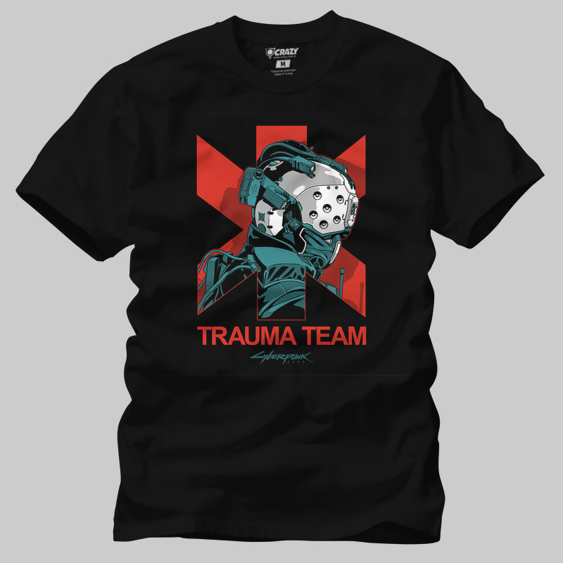 TSEC365901, Crazy, Cyberpunk 2077 Trauma Comic, Baskılı Erkek Tişört