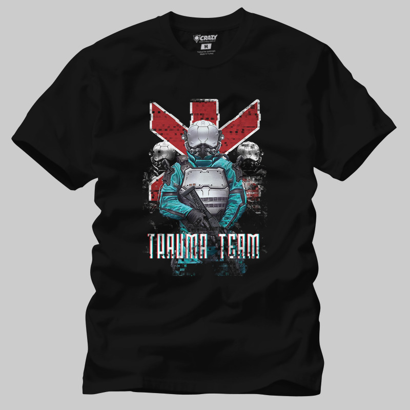 TSEC366101, Crazy, Cyberpunk 2077 Trauma Team Platinum, Baskılı Erkek Tişört