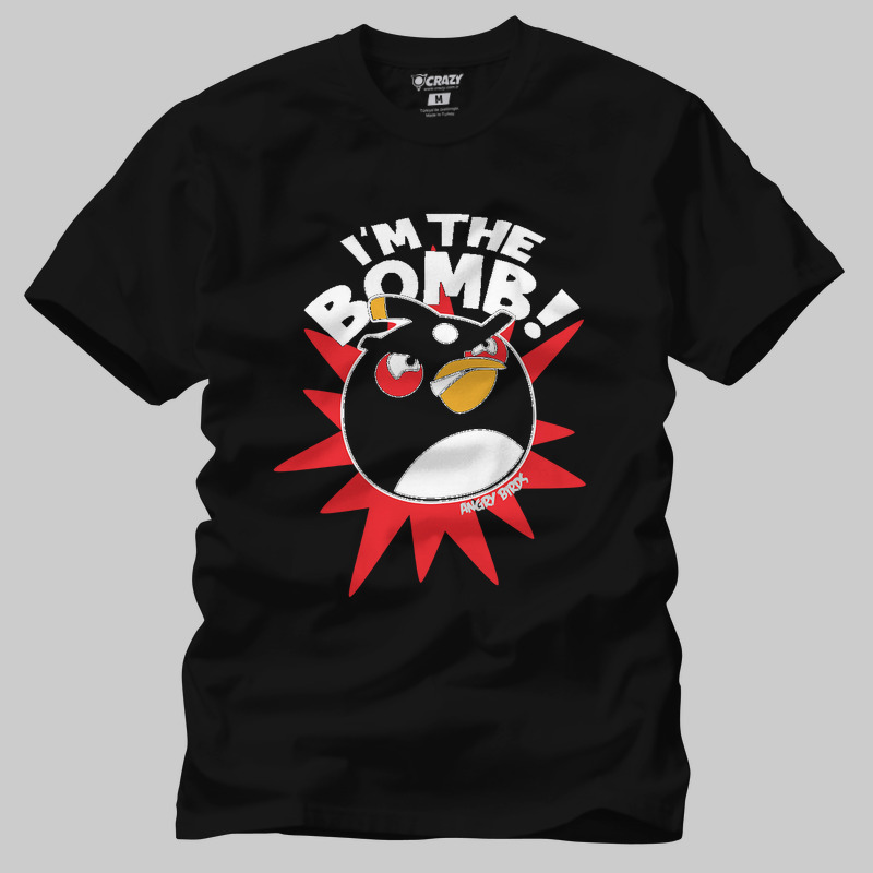 TSEC012601, Crazy, Angry Birds Bomb, Baskılı Erkek Tişört