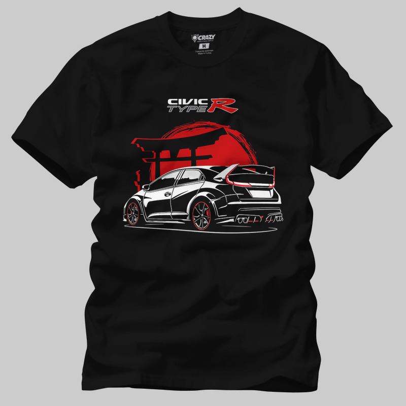 TSEC374801, Crazy, Honda Civic Type R 2015, Baskılı Erkek Tişört
