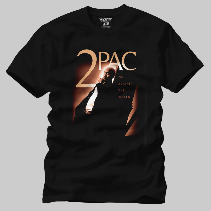 TSEC376801, Crazy, Tupac Me Against The World Cover, Baskılı Erkek Tişört