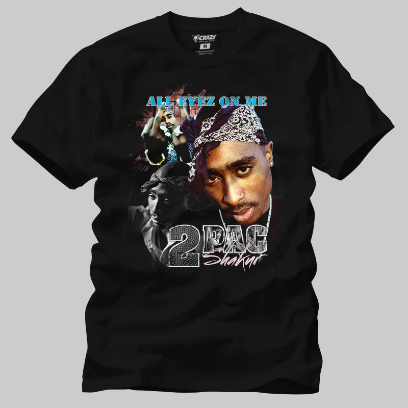 TSEC377101, Crazy, Tupac Shakur Retro Collage, Baskılı Erkek Tişört