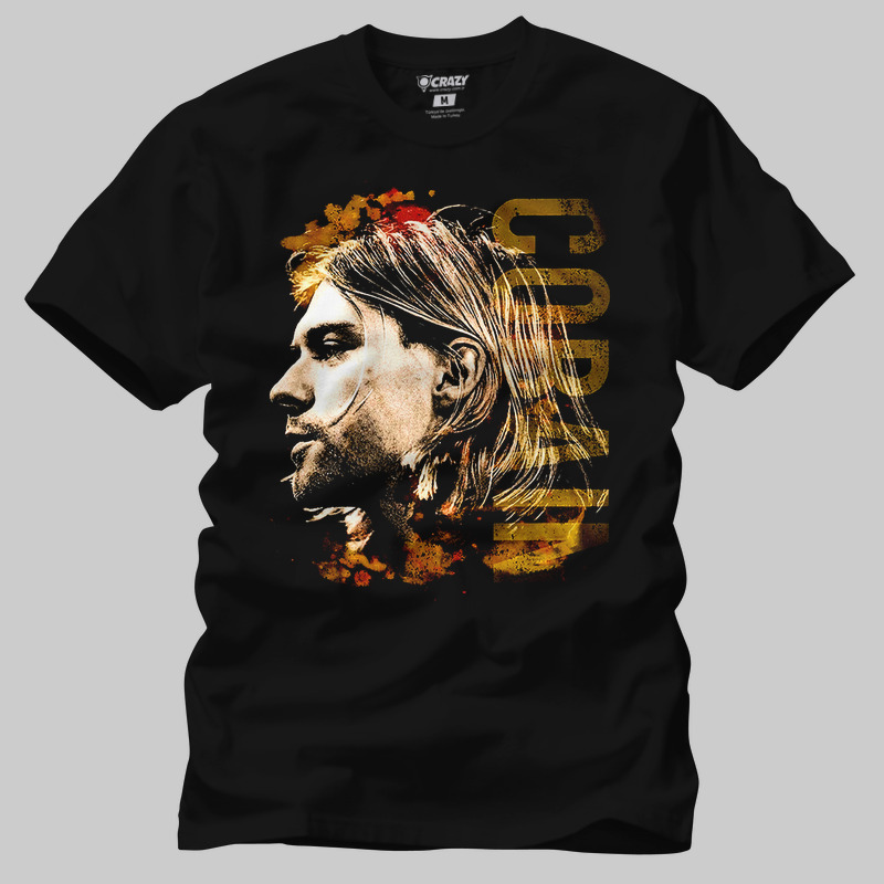 TSEC377901, Crazy, Nirvana Kurt Cobain Profile, Baskılı Erkek Tişört