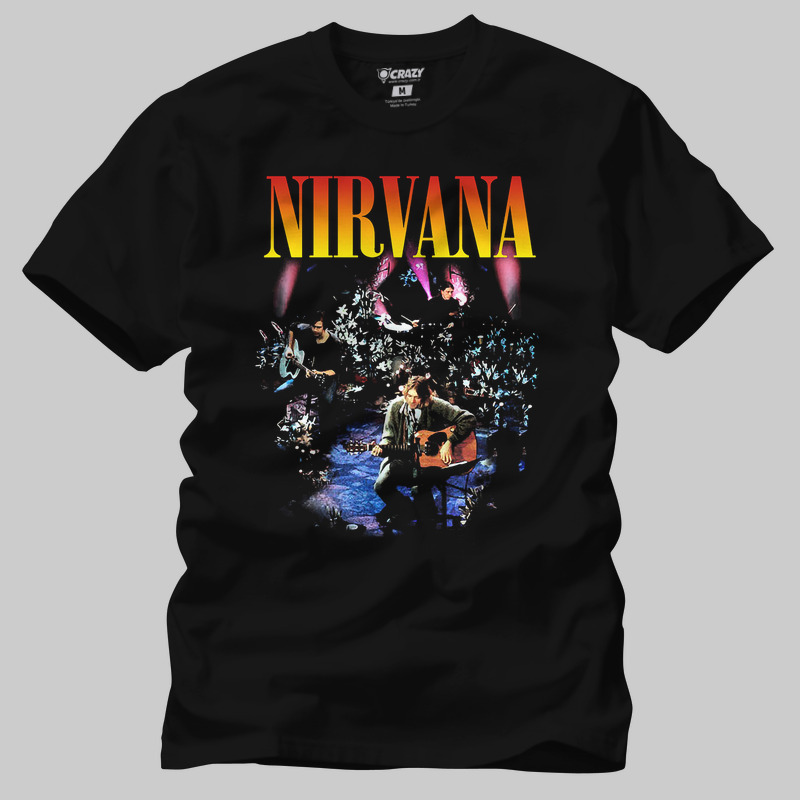 TSEC378001, Crazy, Nirvana MTV Unplugged Album Art, Baskılı Erkek Tişört