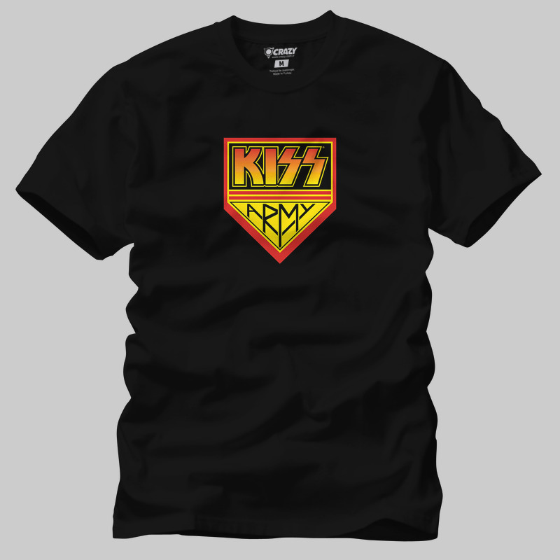 TSEC378201, Crazy, Kiss Army Logo, Baskılı Erkek Tişört