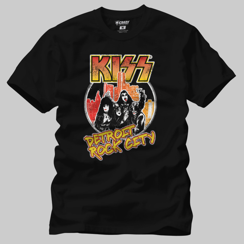 TSEC378601, Crazy, Kiss Detroit Rock City, Baskılı Erkek Tişört