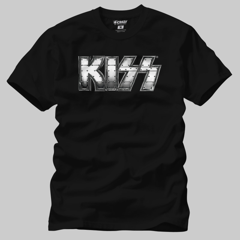 TSEC378801, Crazy, Kiss Heavy Metal Logo, Baskılı Erkek Tişört