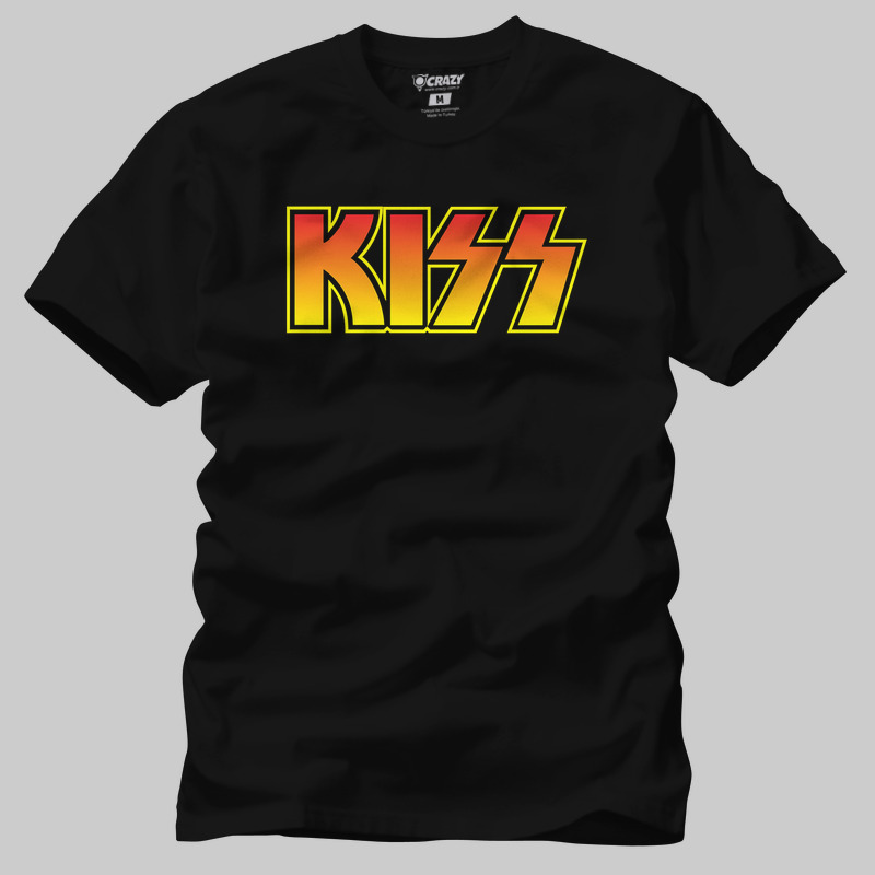 TSEC379001, Crazy, Kiss Logo, Baskılı Erkek Tişört