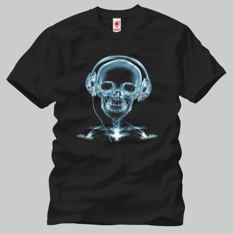 TSEC014001, Crazy, Skull X-ray, Baskılı Erkek Tişört