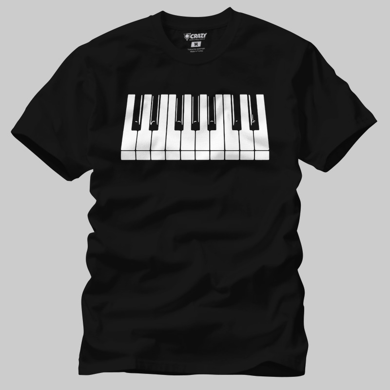TSEC382801, Crazy, Piano Keys, Baskılı Erkek Tişört