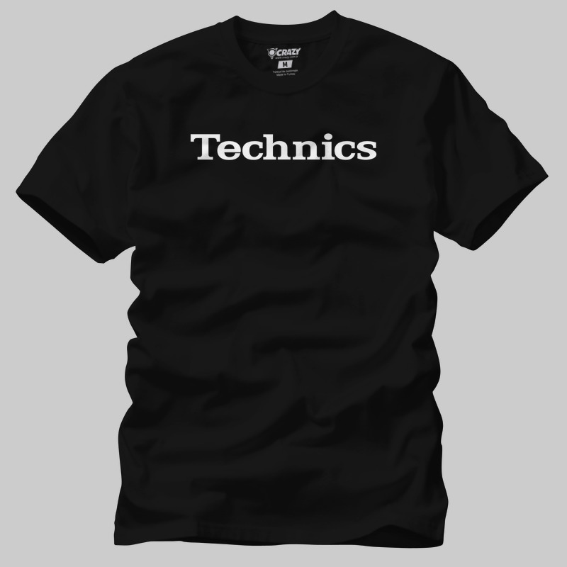 TSEC383801, Crazy, Technics Logo, Baskılı Erkek Tişört
