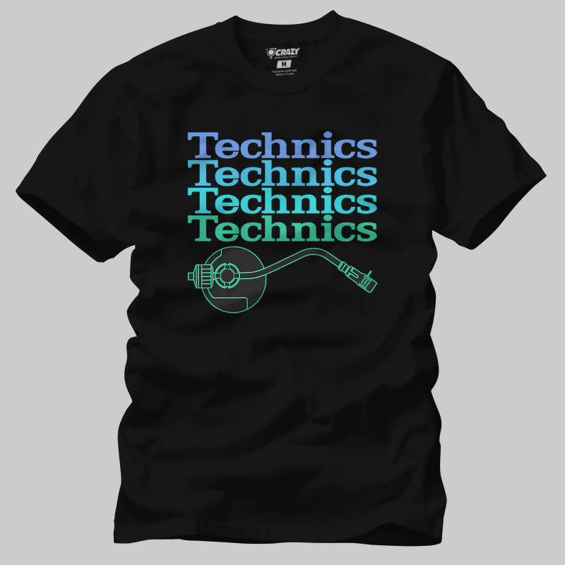 TSEC384001, Crazy, Technics Turntable, Baskılı Erkek Tişört
