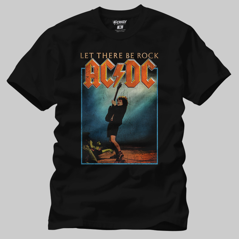 TSEC386301, Crazy, Ac Dc Let There Be Rock, Baskılı Erkek Tişört