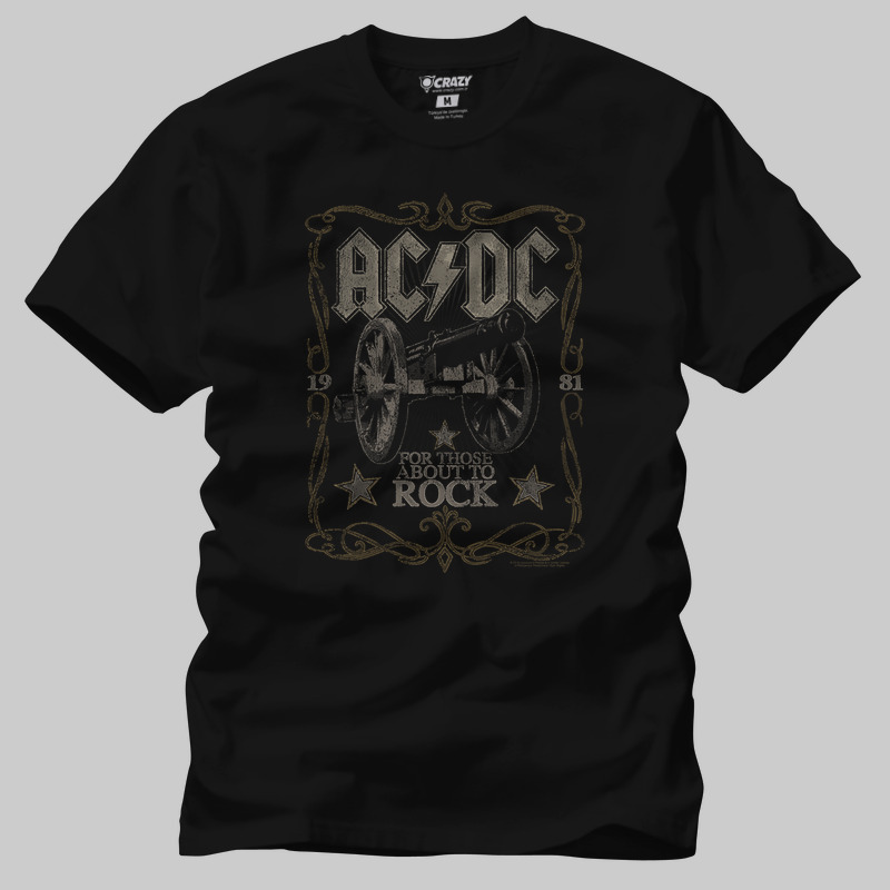 TSEC386601, Crazy, Ac Dc Rock Label, Baskılı Erkek Tişört