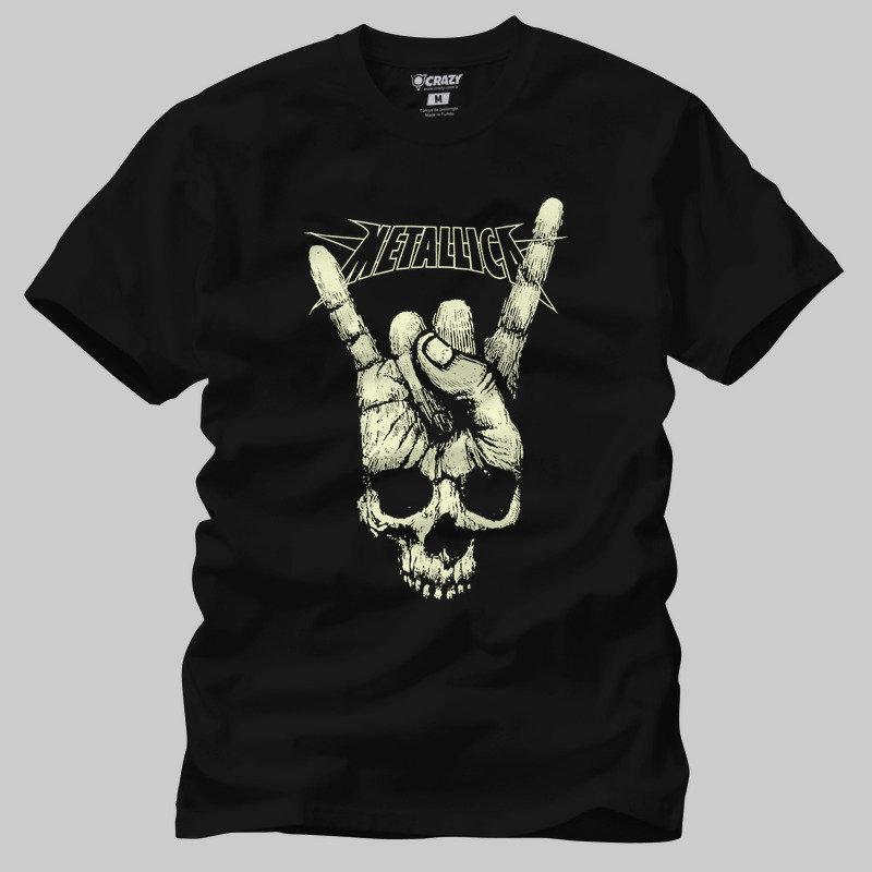 TSEC386701, Crazy, Metallica Hand Skull, Baskılı Erkek Tişört
