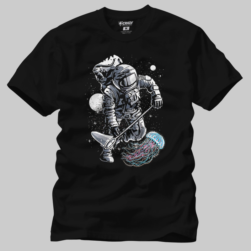 TSEC394701, Crazy, Astronaut Jellyfish, Baskılı Erkek Tişört