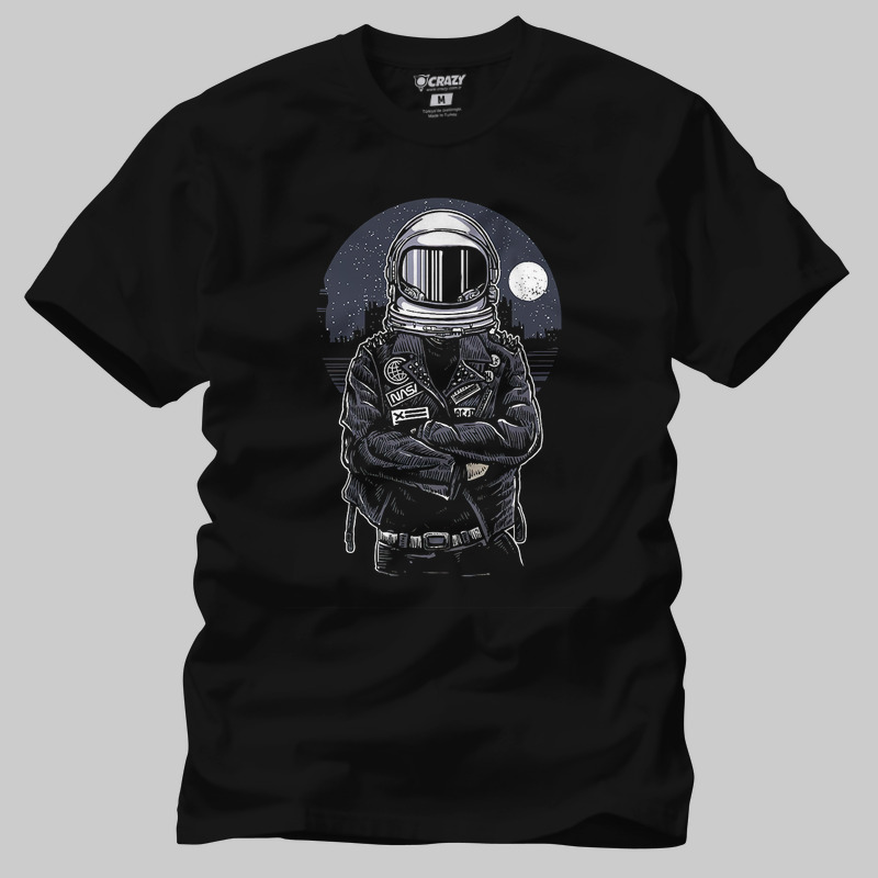 TSEC395001, Crazy, Astronaut Rebel, Baskılı Erkek Tişört