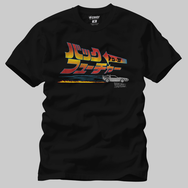 TSEC406201, Crazy, Back To The Future Japanese Delorean, Baskılı Erkek Tişört