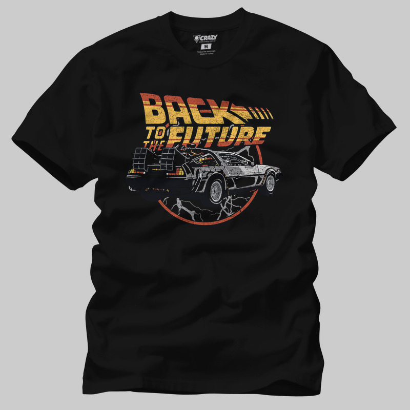 TSEC406301, Crazy, Back To The Future Time Machine, Baskılı Erkek Tişört