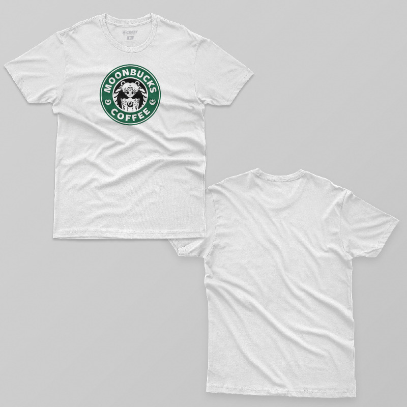 TSEC407906, Crazy, Moonbucks Coffee, Baskılı Erkek Tişört