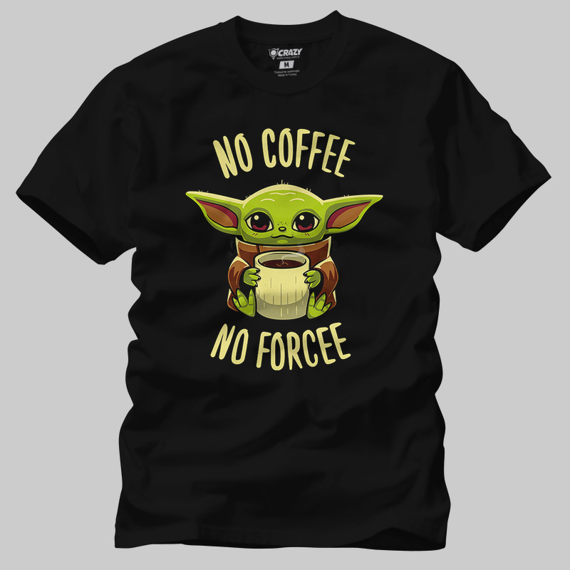 TSEC411401, Crazy, Baby Yoda No Coffee No Forcee, Baskılı Erkek Tişört