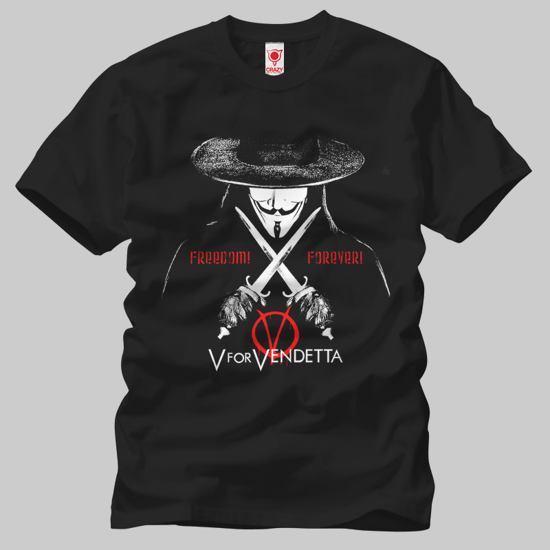 TSEC015901, Crazy, V For Vendetta Şapka, Baskılı Erkek Tişört