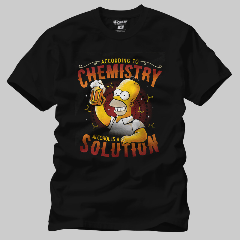 TSEC433301, Crazy, Homer Simpsons Beer Solution, Baskılı Erkek Tişört