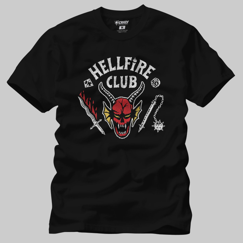 TSEC436701, Crazy, Stranger Things 4 Hellfire Club, Baskılı Erkek Tişört