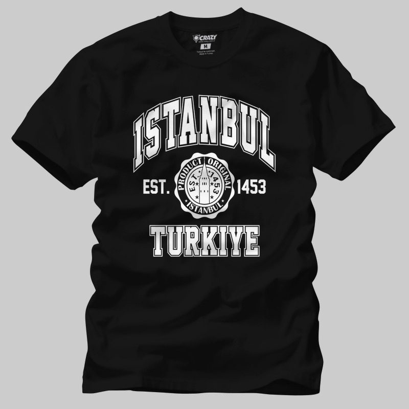 TSEC445701, Crazy, Istanbul College Est 1453, Baskılı Erkek Tişört