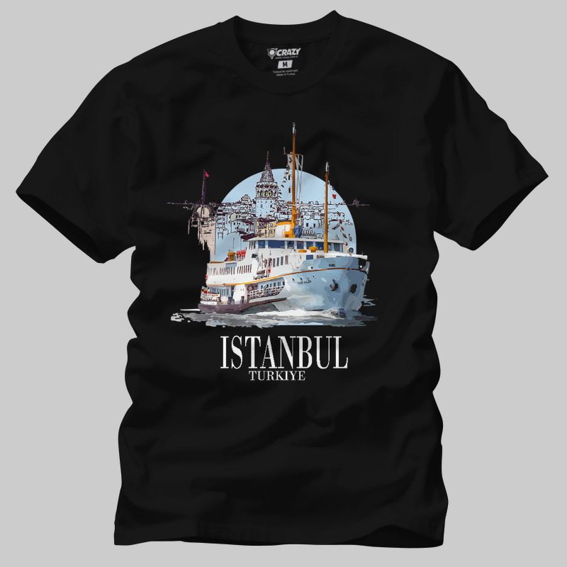 TSEC445801, Crazy, Istanbul Gemi, Baskılı Erkek Tişört