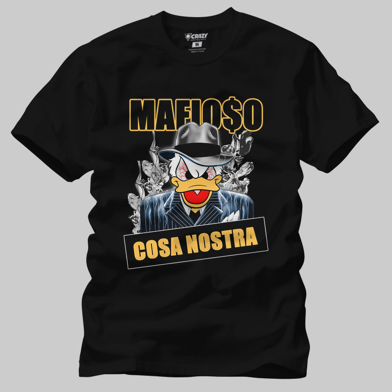 TSEC446201, Crazy, Mafioso Cosa Nostra, Baskılı Erkek Tişört