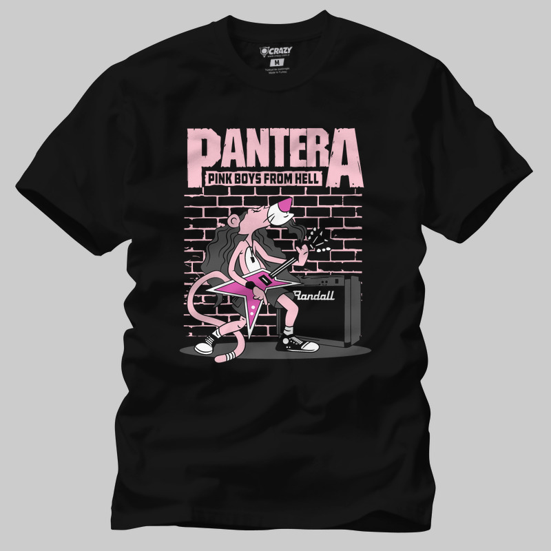 TSEC449001, Crazy, Pink Panther Pantera, Baskılı Erkek Tişört