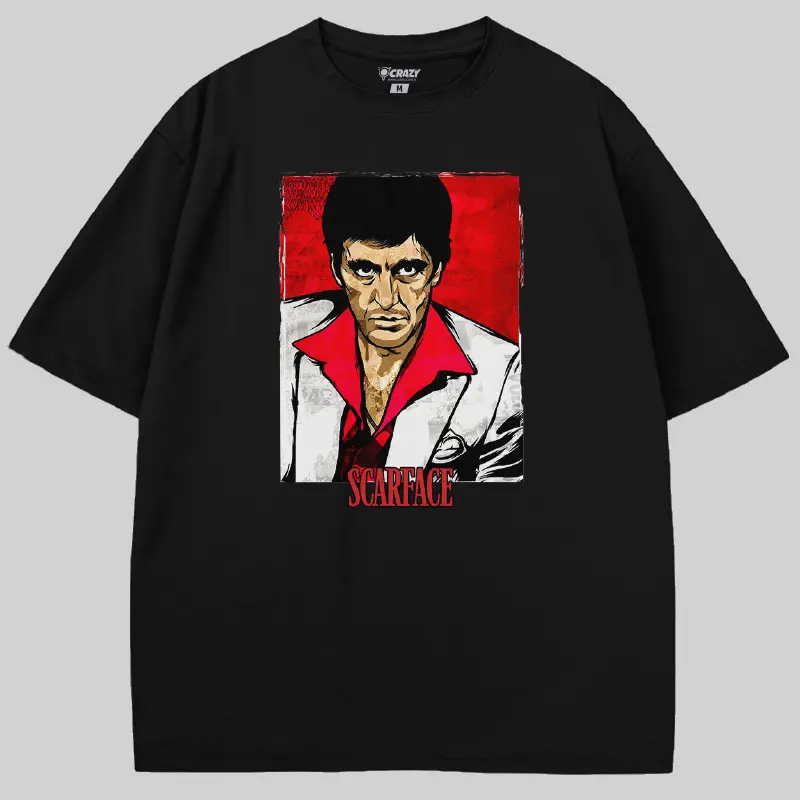 Scarface Tony Montana Oversize Tişört - Crazy - Tarzını yansıtacak
