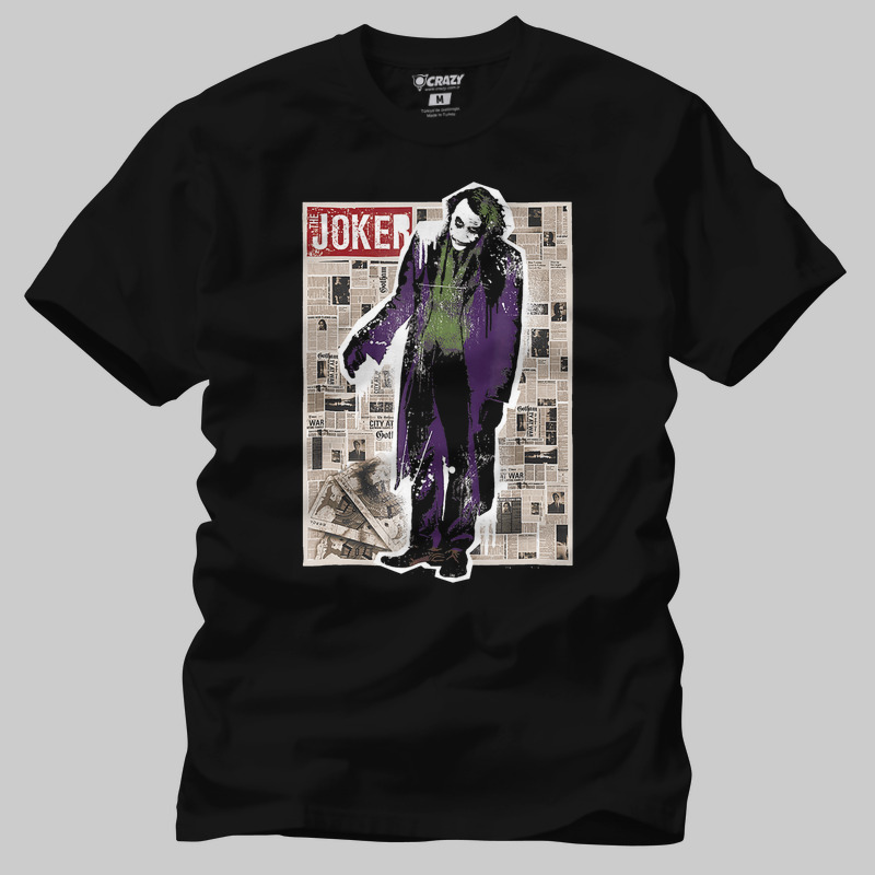 TSEC469801, Crazy, Batman Dark Knight Joker Funny Pages, Baskılı Erkek Tişört