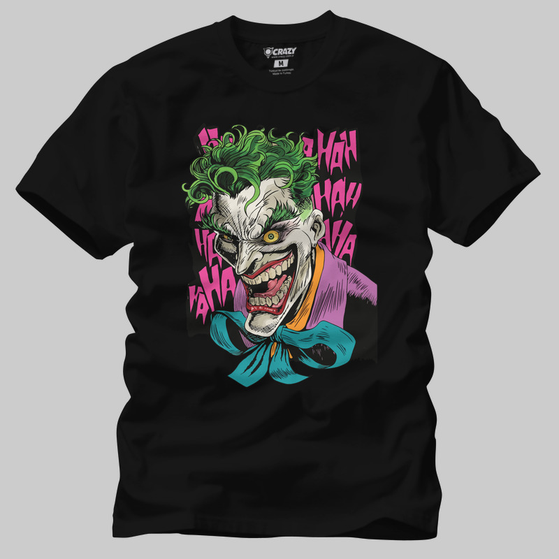 TSEC470801, Crazy, Joker Ha Ha Ha, Baskılı Erkek Tişört