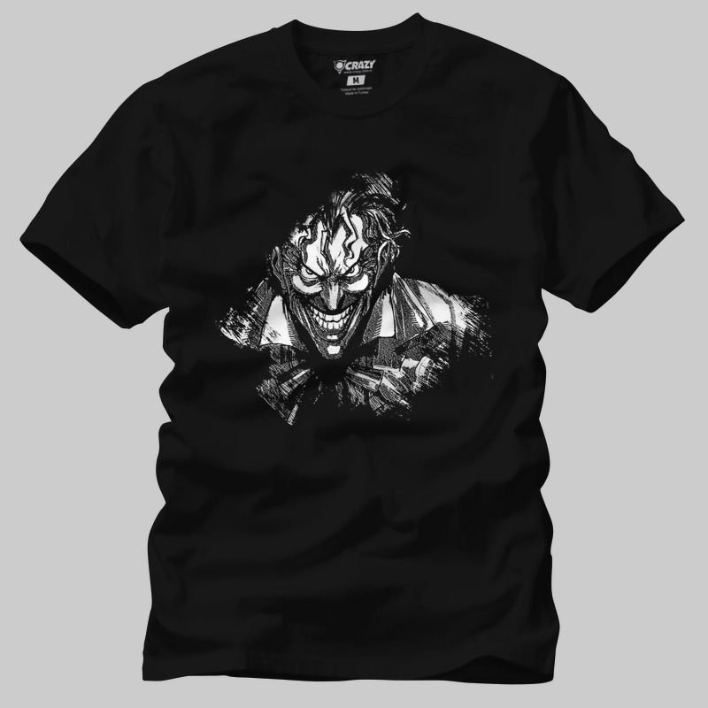 TSEC471001, Crazy, The Joker Character Silhoutte, Baskılı Erkek Tişört