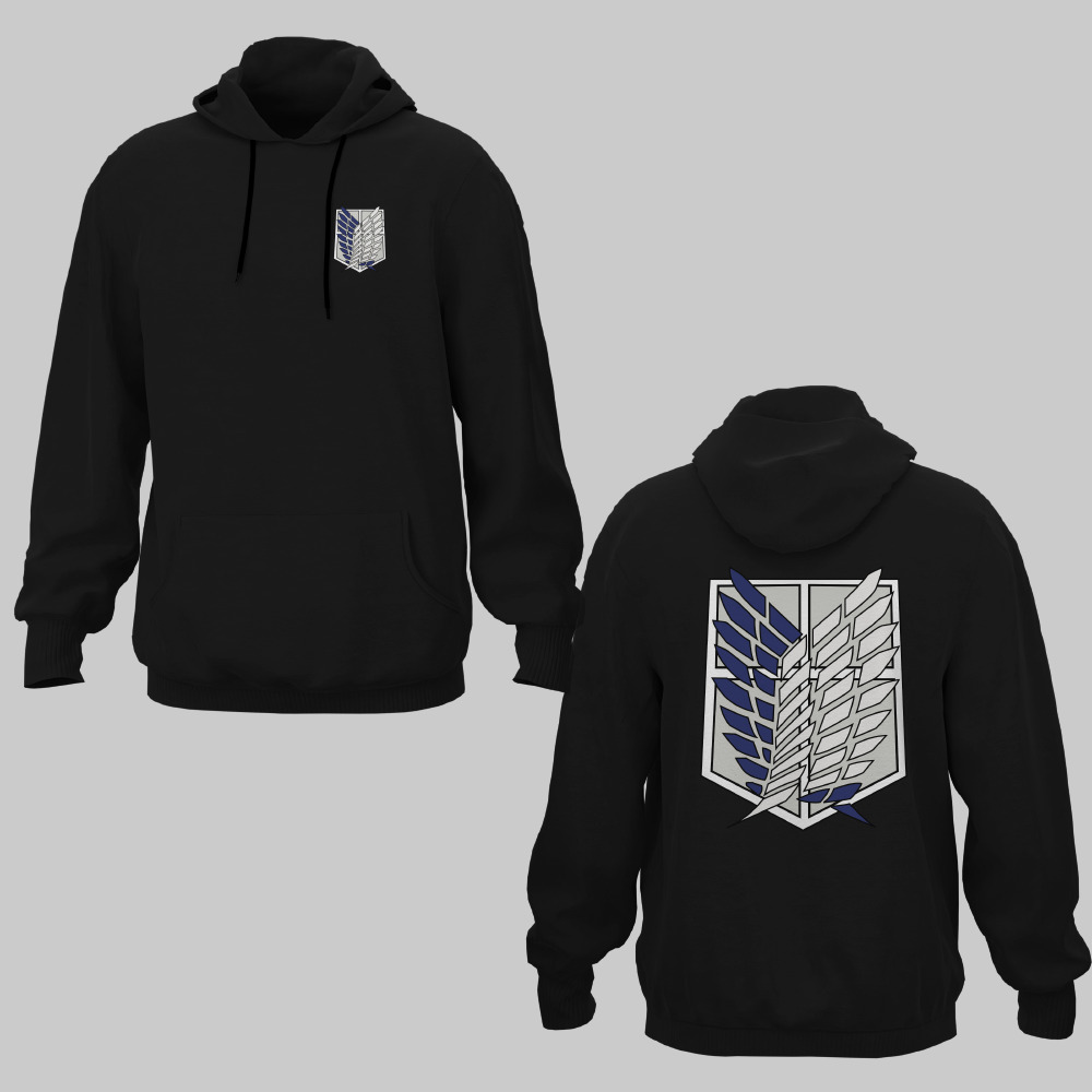 KSEC498801, Crazy, Attack On Titan Logo, Baskılı Kapşonlu Cepli Sweatshirt