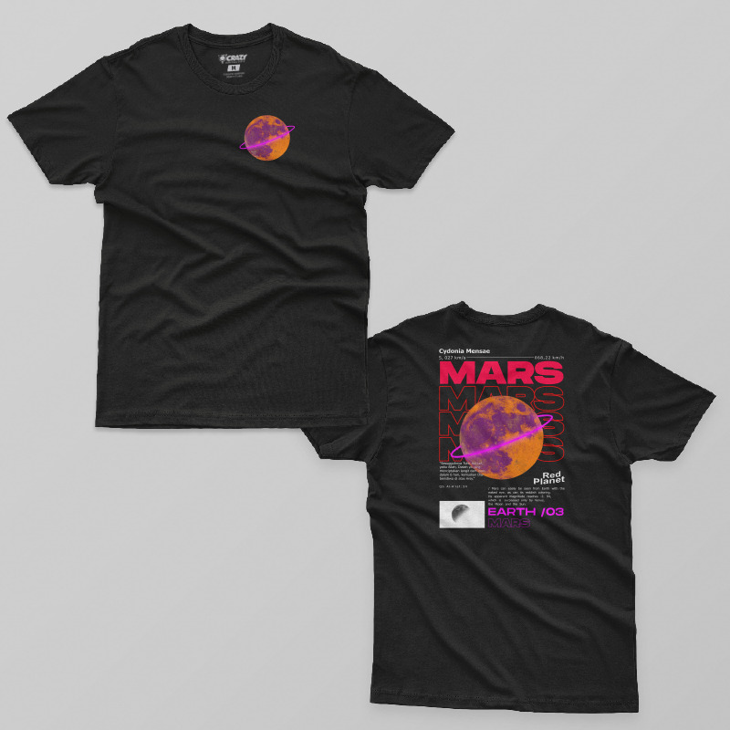 TSEC502201, Crazy, Mars Earth 03, Baskılı Erkek Tişört